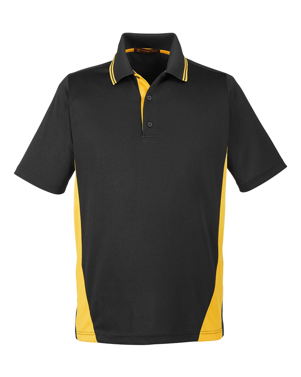 Harriton M386 - Black/ Sunray Yellow