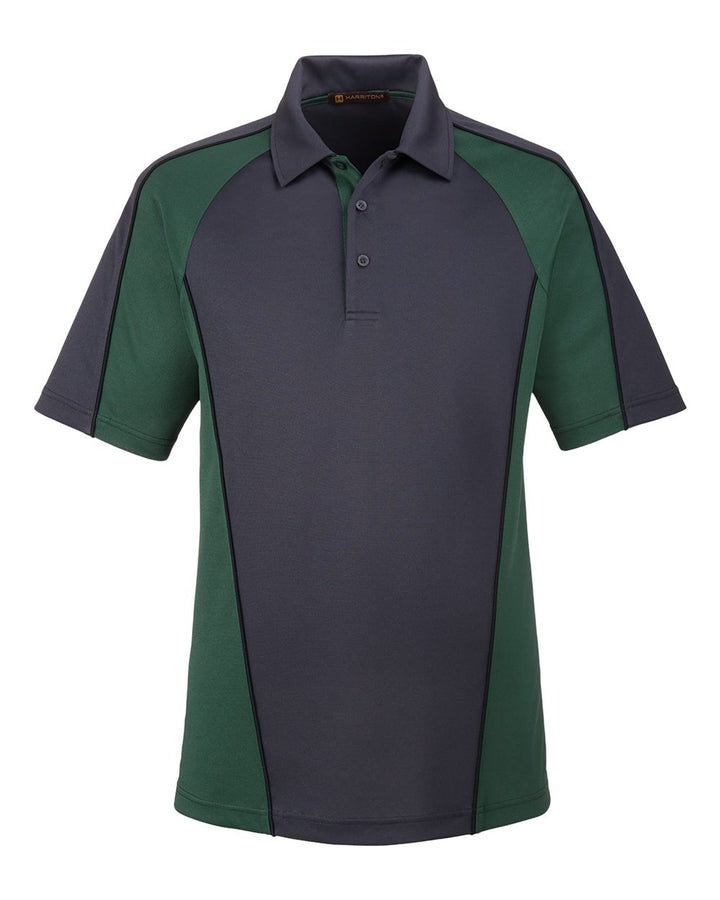 Harriton M385 - Dark Charcoal/ Dark Green/ Black